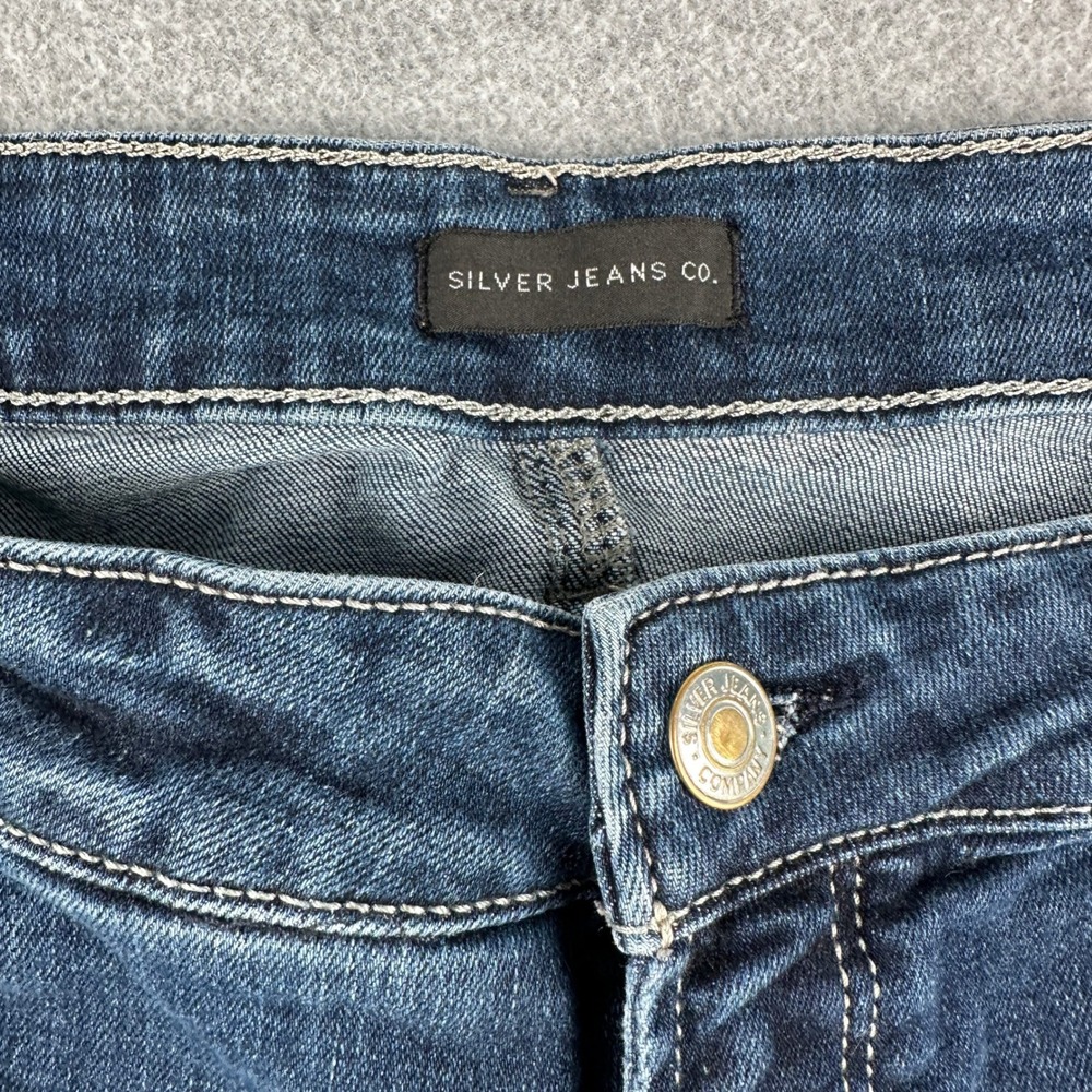 Silver Jeans Co Jeans Womens 18 Dark Blue Elyse Skinny Mid Rise Stretch Denim - Picture 3 of 10